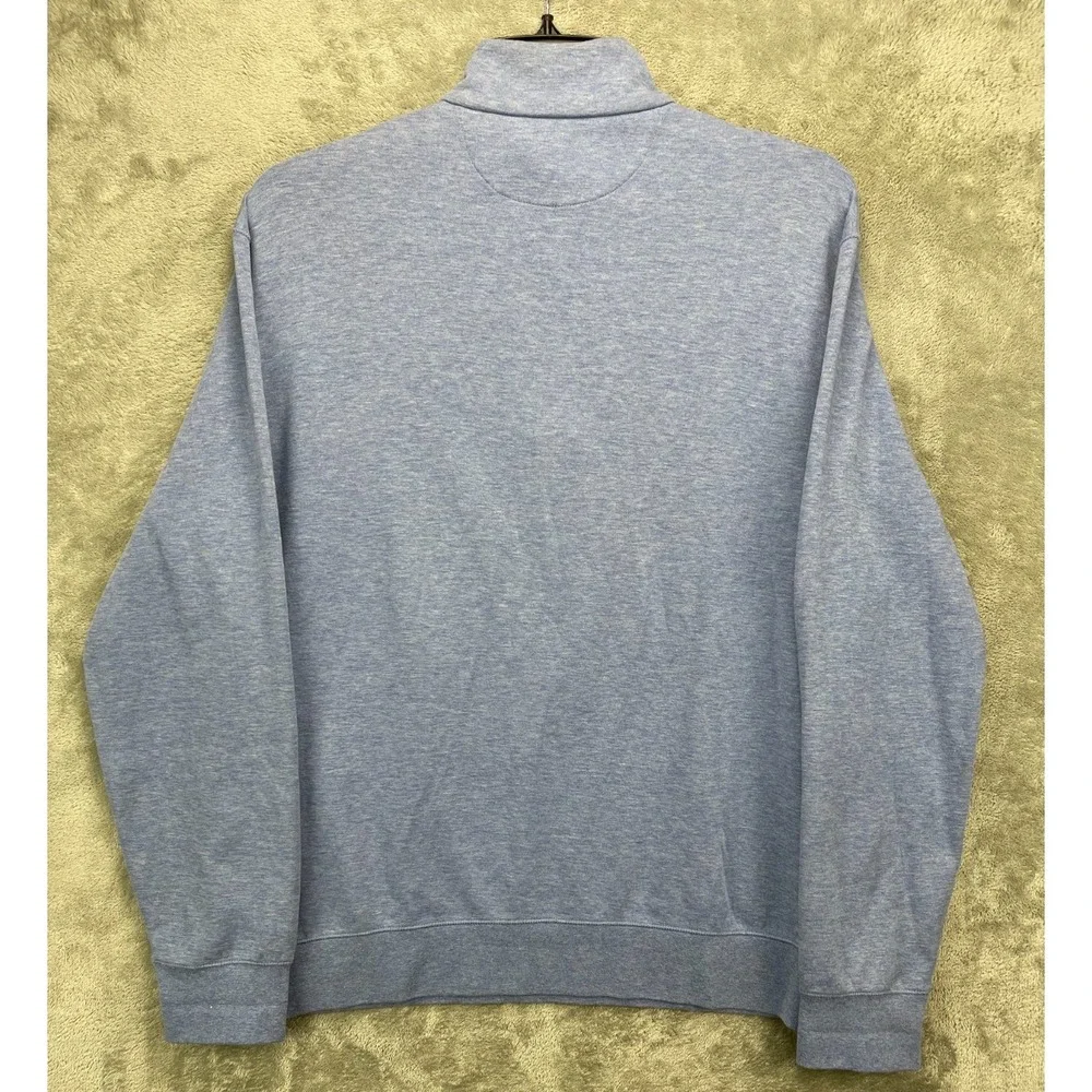 Polo Ralph Lauren Mens Pullover Shirt Sz L Blue 1/4 Zip Long Sleeve Cotton Blend